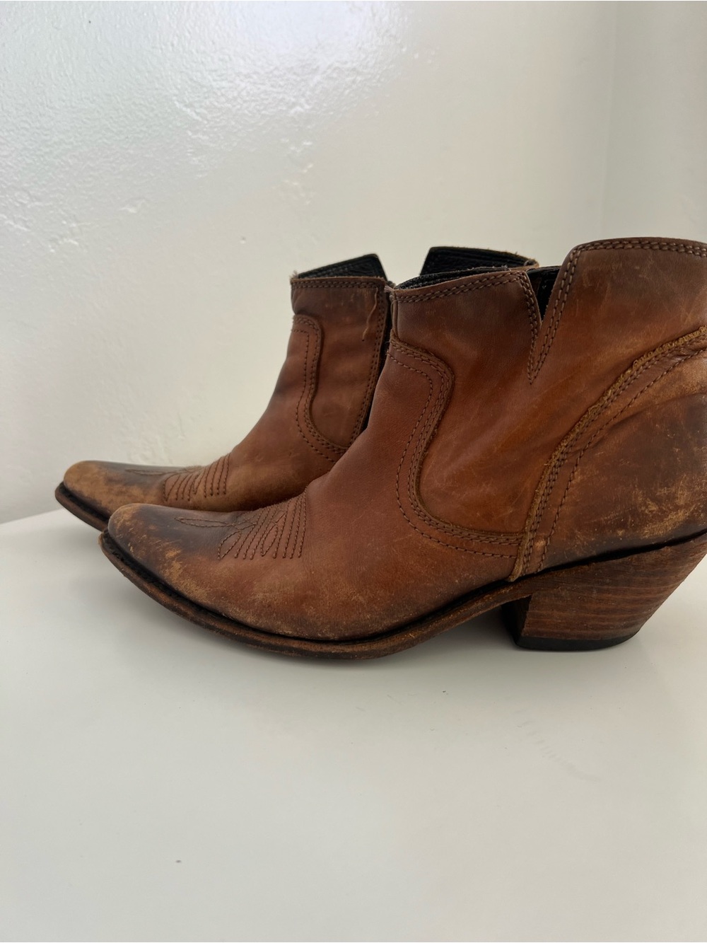 LIBERTY Black Brown Leather Ankle Booties - Picture 8 of 8